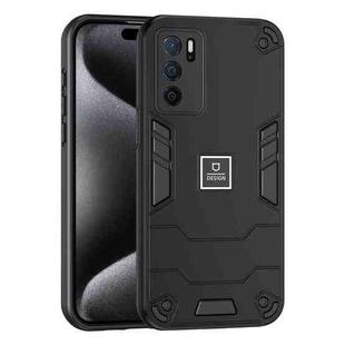 For OPPO A16 2 in 1 Shockproof Phone Case(Black)