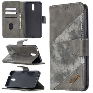 For Nokia 2.3 Matching Color Crocodile Texture Horizontal Flip PU Leather Case with Wallet & Holder & Card Slots(Grey)