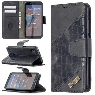 For Xiaomi Redmi 7A Matching Color Crocodile Texture Horizontal Flip PU Leather Case with Wallet & Holder & Card Slots(Black)