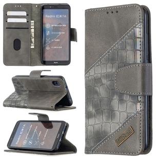 For Xiaomi Redmi 7A Matching Color Crocodile Texture Horizontal Flip PU Leather Case with Wallet & Holder & Card Slots(Grey)