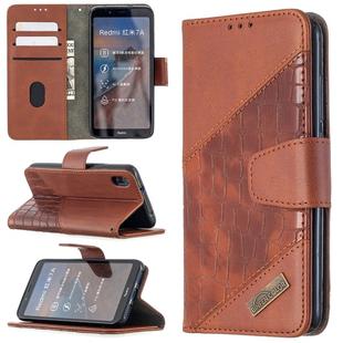 For Xiaomi Redmi 7A Matching Color Crocodile Texture Horizontal Flip PU Leather Case with Wallet & Holder & Card Slots(Rose Gold)