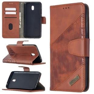 For Xiaomi Redmi 8A Matching Color Crocodile Texture Horizontal Flip PU Leather Case with Wallet & Holder & Card Slots(Brown)