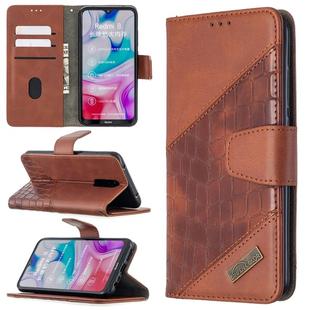 For Xiaomi Redmi 8 Matching Color Crocodile Texture Horizontal Flip PU Leather Case with Wallet & Holder & Card Slots(Brown)