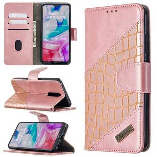 For Xiaomi Redmi 8 Matching Color Crocodile Texture Horizontal Flip PU Leather Case with Wallet & Holder & Card Slots(Rose Gold)