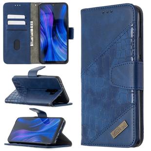 For Xiaomi Redmi 9 Matching Color Crocodile Texture Horizontal Flip PU Leather Case with Wallet & Holder & Card Slots(Blue)