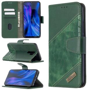 For Xiaomi Redmi 9 Matching Color Crocodile Texture Horizontal Flip PU Leather Case with Wallet & Holder & Card Slots(Green)