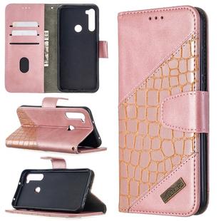 For Xiaomi Redmi Note 8T Matching Color Crocodile Texture Horizontal Flip PU Leather Case with Wallet & Holder & Card Slots(Rose Gold)