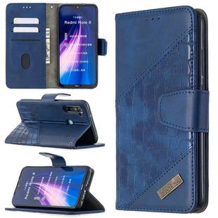 For Xiaomi Redmi Note 8 Matching Color Crocodile Texture Horizontal Flip PU Leather Case with Wallet & Holder & Card Slots(Blue)