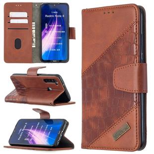 For Xiaomi Redmi Note 8 Matching Color Crocodile Texture Horizontal Flip PU Leather Case with Wallet & Holder & Card Slots(Brown)