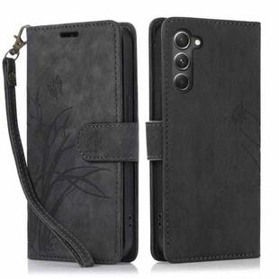 For Samsung Galaxy S23+ 5G Orchid Butterfly Embossed Leather Phone Case(Black)