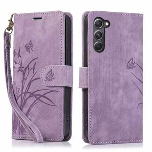 For Samsung Galaxy S23+ 5G Orchid Butterfly Embossed Leather Phone Case(Purple)