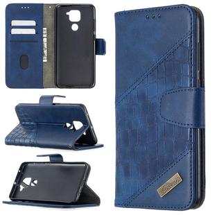 For Xiaomi Redmi  Note 9 Matching Color Crocodile Texture Horizontal Flip PU Leather Case with Wallet & Holder & Card Slots(Blue)