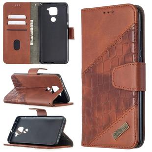 For Xiaomi Redmi  Note 9 Matching Color Crocodile Texture Horizontal Flip PU Leather Case with Wallet & Holder & Card Slots(Brown)