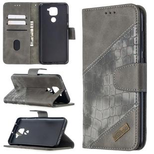 For Xiaomi Redmi  Note 9 Matching Color Crocodile Texture Horizontal Flip PU Leather Case with Wallet & Holder & Card Slots(Grey)