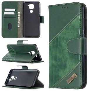 For Xiaomi Redmi  Note 9 Matching Color Crocodile Texture Horizontal Flip PU Leather Case with Wallet & Holder & Card Slots(Green)