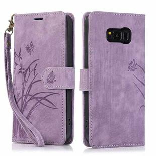 For Samsung Galaxy S8 Orchid Butterfly Embossed Leather Phone Case(Purple)