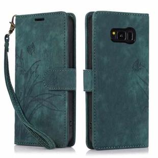 For Samsung Galaxy S8+ Orchid Butterfly Embossed Leather Phone Case(Green)