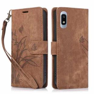 For Samsung Galaxy A10 / M10 Orchid Butterfly Embossed Leather Phone Case(Brown)