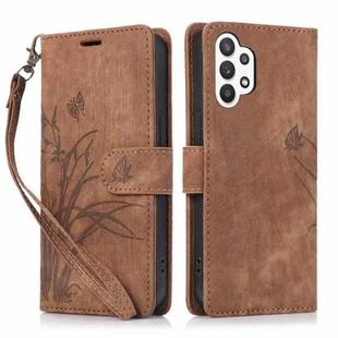 For Samsung Galaxy A32 5G / M32 5G Orchid Butterfly Embossed Leather Phone Case(Brown)