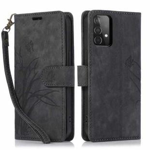 For Samsung Galaxy A33 5G Orchid Butterfly Embossed Leather Phone Case(Black)