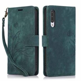 For Samsung Galaxy A50 / A50s Orchid Butterfly Embossed Leather Phone Case(Green)