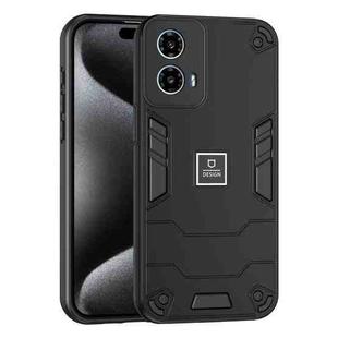 For Motorola Moto G34 2 in 1 Shockproof Phone Case(Black)
