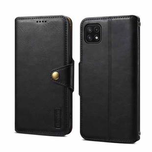 For Samsung Galaxy A22 5G Denior Cowhide Texture Wallet Style Leather Phone Case(Black)