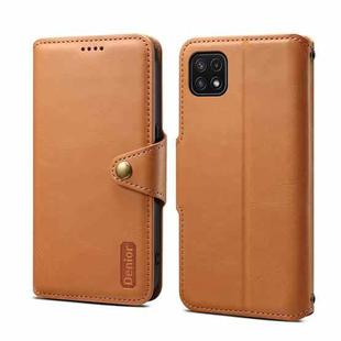 For Samsung Galaxy A22 5G Denior Cowhide Texture Wallet Style Leather Phone Case(Khaki)