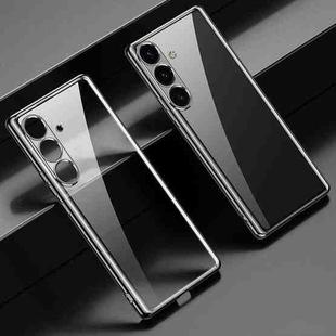 For Samsung Galaxy S25+ 5G SULADA Electroplating TPU Transparent Phone Case(Black)