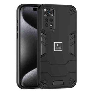 For Xiaomi Redmi Note 11 4G Global 2 in 1 Shockproof Phone Case(Black)