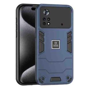 For Xiaomi Poco X4 Pro 5G 2 in 1 Shockproof Phone Case(Blue)