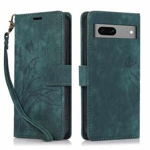 For Google Pixel 8 Orchid Butterfly Embossed Leather Phone Case(Green)