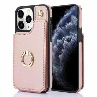 For iPhone 11 Pro YM005 Skin Feel Card Bag Phone Case with Long Lanyard(Rose Gold)