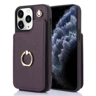 For iPhone 11 Pro Max YM005 Skin Feel Card Bag Phone Case with Long Lanyard(Dark Purple)