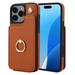 For iPhone 16 Pro YM005 Skin Feel Card Bag Phone Case with Long Lanyard(Brown)