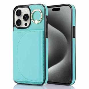 For iPhone 15 Pro Max YM007 Ring Holder Card Bag Skin Feel Phone Case(Green)