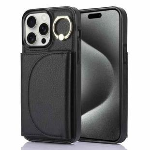 For iPhone 15 Pro Max YM007 Ring Holder Card Bag Skin Feel Phone Case(Black)