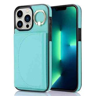 For iPhone 13 Pro Max YM007 Ring Holder Card Bag Skin Feel Phone Case(Green)