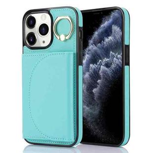 For iPhone 11 Pro YM007 Ring Holder Card Bag Skin Feel Phone Case(Green)