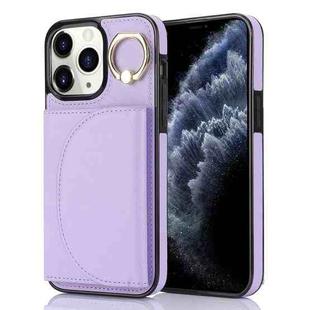 For iPhone 11 Pro YM007 Ring Holder Card Bag Skin Feel Phone Case(Purple)