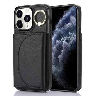 For iPhone 11 Pro YM007 Ring Holder Card Bag Skin Feel Phone Case(Black)