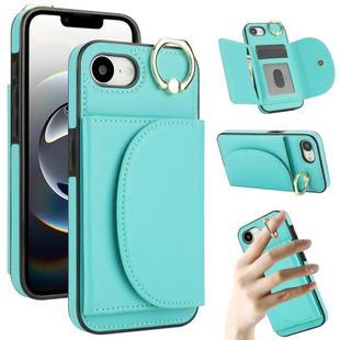 For iPhone 16e YM007 Ring Holder Card Bag Skin Feel Phone Case(Green)