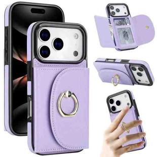 For iPhone 17 Pro Ring Holder Card Bag Skin Feel Phone Case(Purple)
