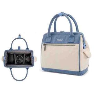 Cwatcun D112 Contrast Canvas Camera Bag One-shoulder Cross-body Tote Bag, Size:24.5 x 30 x 15.5cm(Blue)