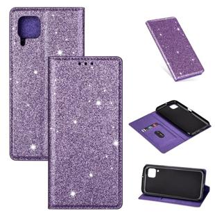 For Huawei P40 Lite Ultrathin Glitter Magnetic Horizontal Flip Leather Case with Holder & Card Slots(Purple)