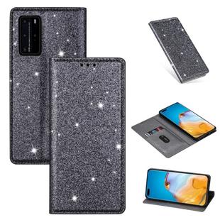 For Huawei P40 Pro Ultrathin Glitter Magnetic Horizontal Flip Leather Case with Holder & Card Slots(Gray)