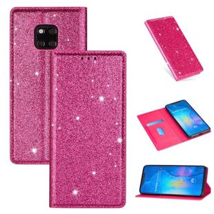 For Huawei Mate 20 Pro Ultrathin Glitter Magnetic Horizontal Flip Leather Case with Holder & Card Slots(Rose Red)