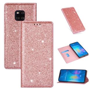 For Huawei Mate 20 Pro Ultrathin Glitter Magnetic Horizontal Flip Leather Case with Holder & Card Slots(Rose Gold)