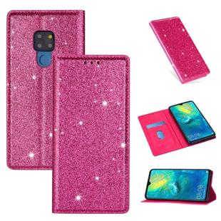 For Huawei Mate 20 Ultrathin Glitter Magnetic Horizontal Flip Leather Case with Holder & Card Slots(Rose Red)