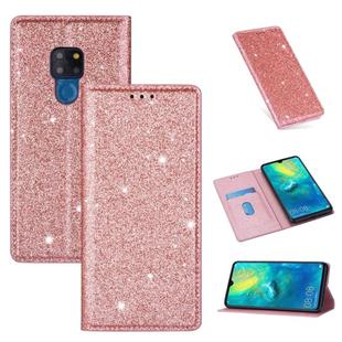 For Huawei Mate 20 Ultrathin Glitter Magnetic Horizontal Flip Leather Case with Holder & Card Slots(Rose Gold)